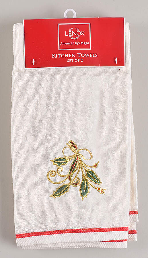 Holiday Nouveau Gold Cloth Kitchen Towel - Set of 2 Motif 5 by Lenox-1