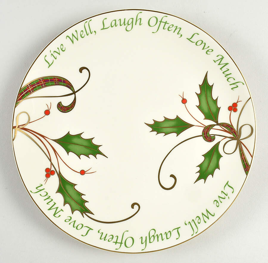 Holiday Nouveau Gold Round Sentiment Plate by Lenox-1