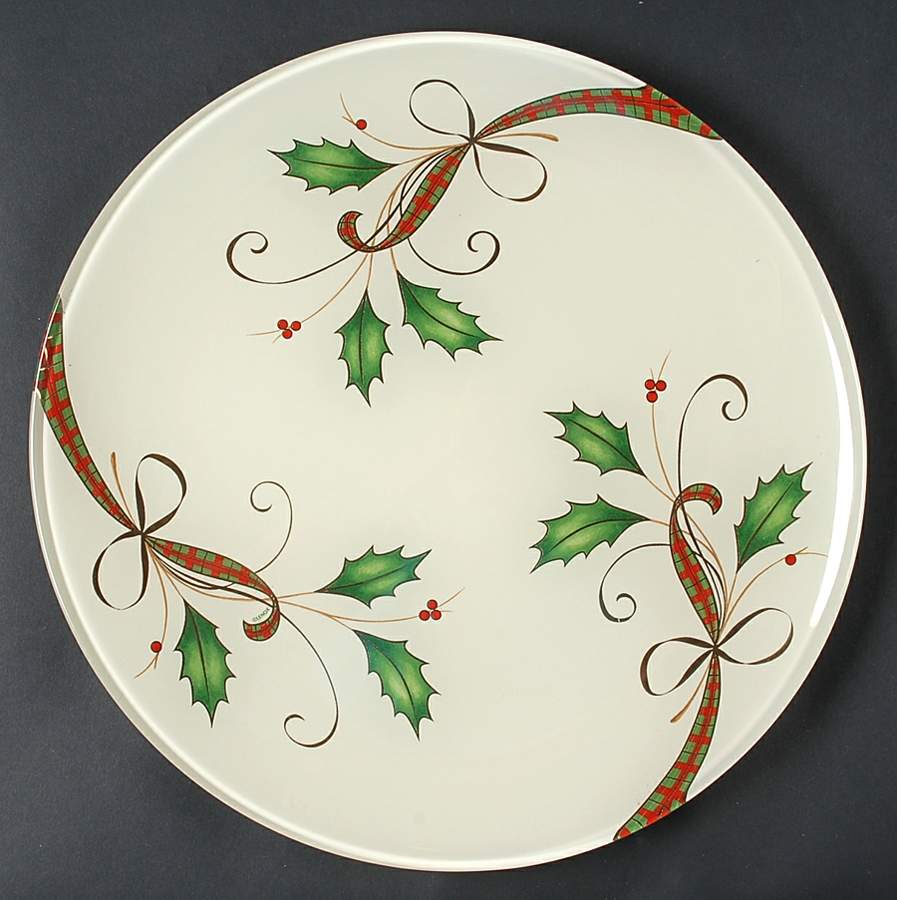 Holiday Nouveau Gold Round  Decoupage Glassware Platter by Lenox-1