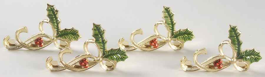 Holiday Nouveau Gold Metal Place Card Holders - Set of 4 by Lenox-1