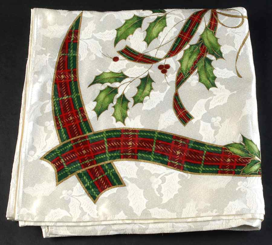 Holiday Nouveau Gold 52" Square Tablecloth by Lenox-1
