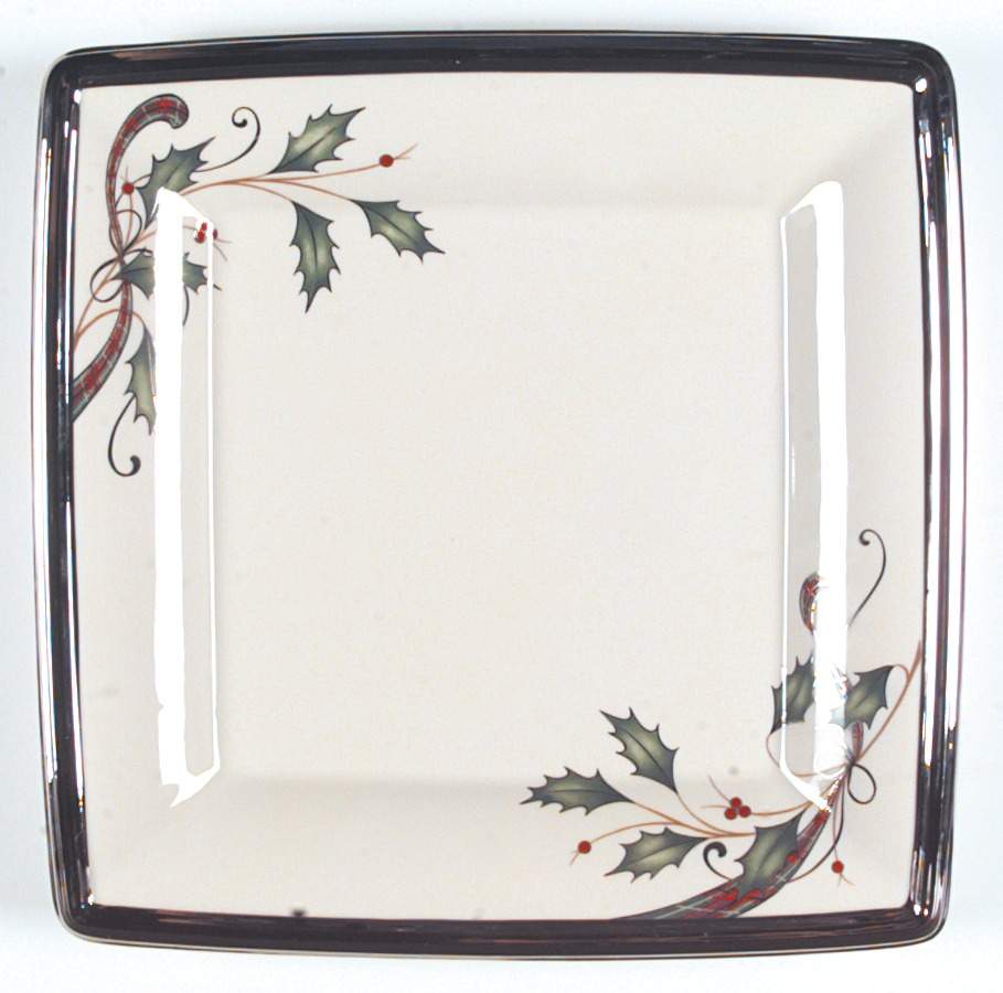 Holiday Nouveau Platinum Cream 12" Square Serving Platter by Lenox-1