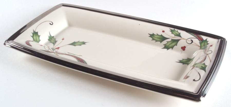 Holiday Nouveau Platinum Cream Rectangular Tray by Lenox-1