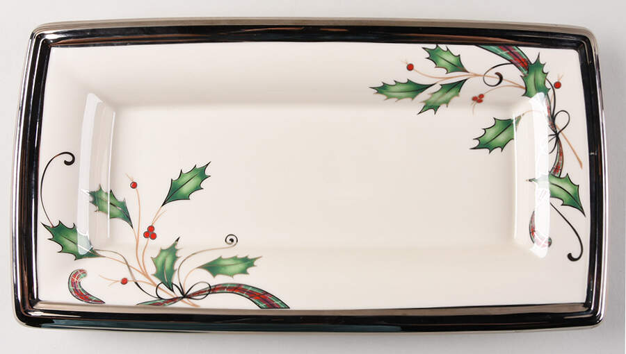 Holiday Nouveau Platinum Cream Rectangular Tray by Lenox-1