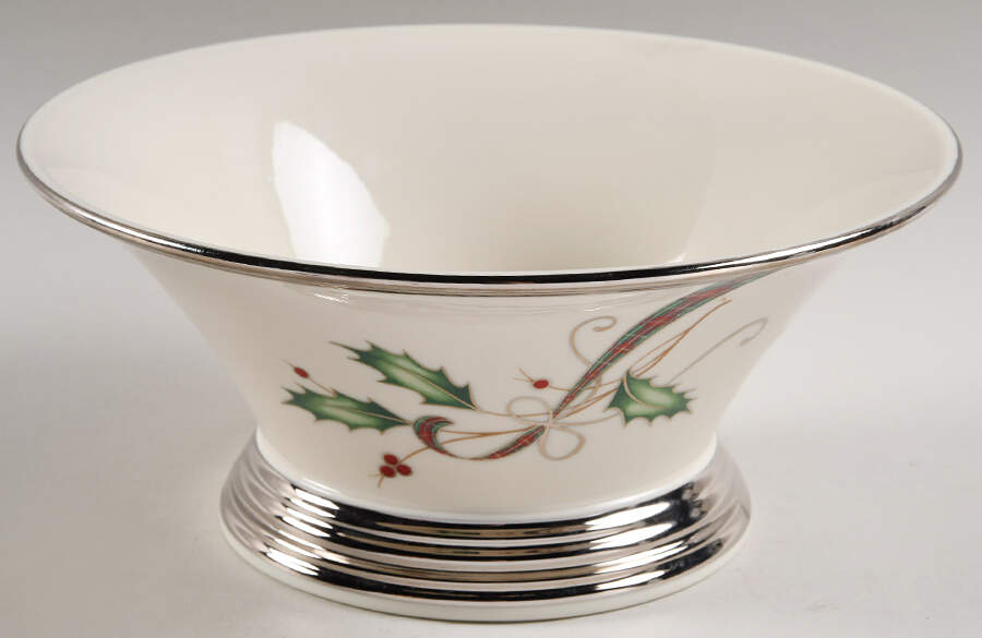 Holiday Nouveau Platinum Cream 8" Round Vegetable by Lenox-1