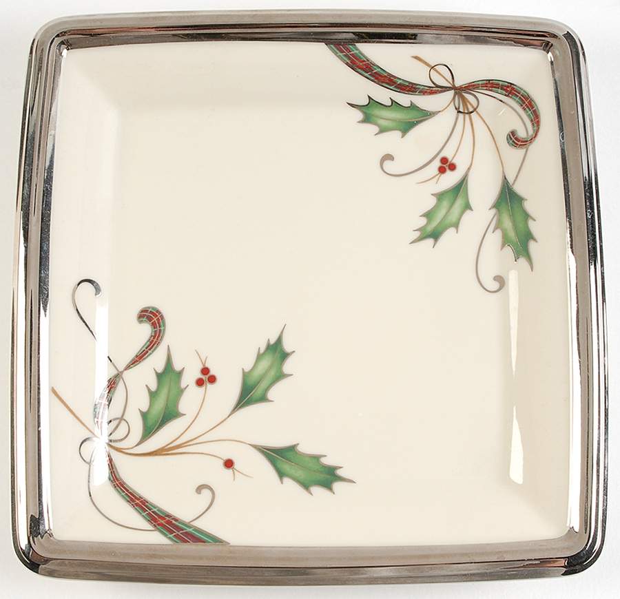 Holiday Nouveau Platinum Cream Square Accent Luncheon Plate by Lenox-1