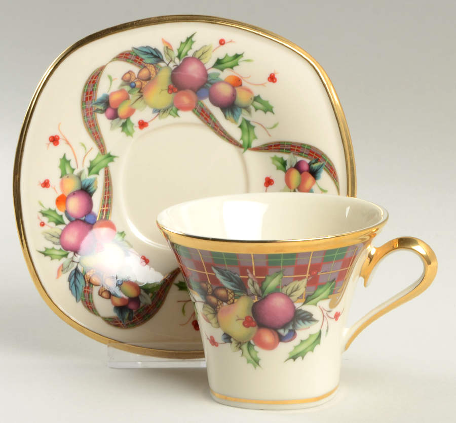 Holiday Tartan Square Cup & Saucer Set by Lenox-1