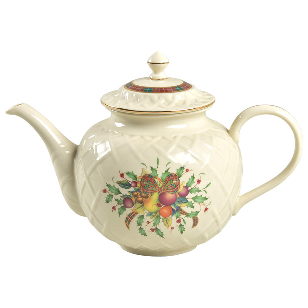 Holiday Tartan Carved Teapot & Lid by Lenox-1