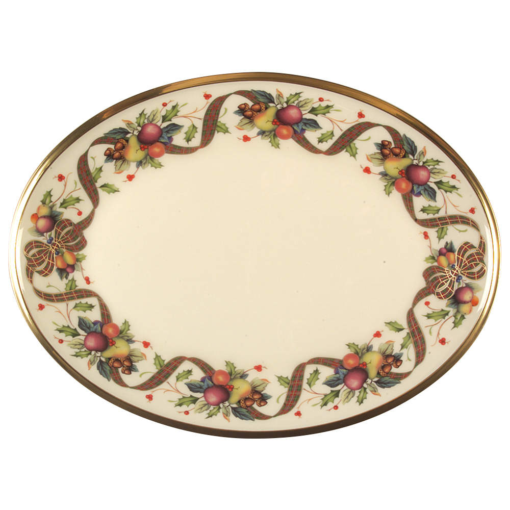Holiday Tartan 13" Oval Serving Platter by Lenox-1