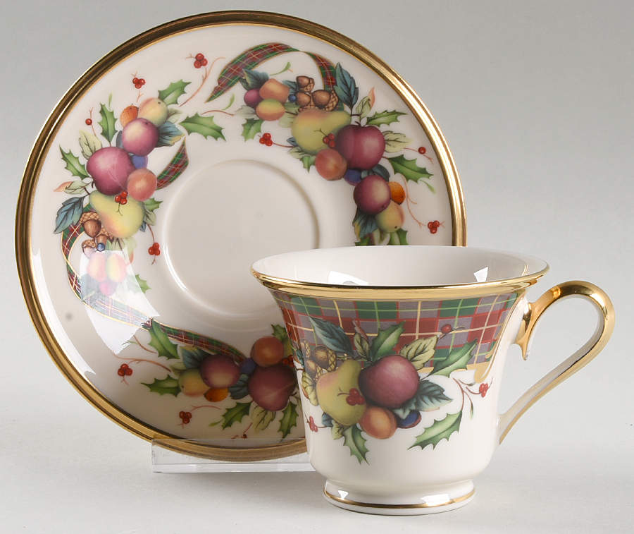 Holiday Tartan Footed Cup & Saucer Set by Lenox-1