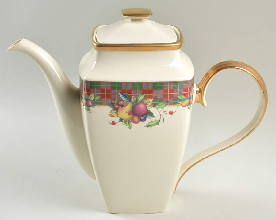 Holiday Tartan Square Coffee Pot & Lid by Lenox-1