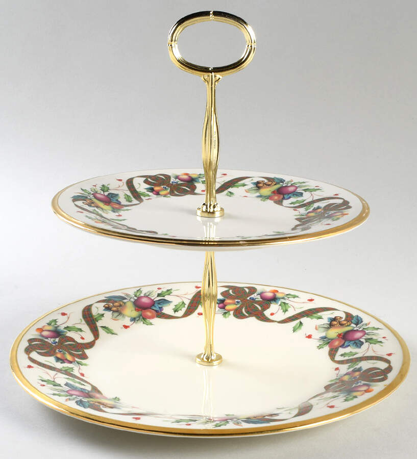 Holiday Tartan 6 5/8"-10"  2 Tiered Serving Tray (Dp, Sp) HC by Lenox-1