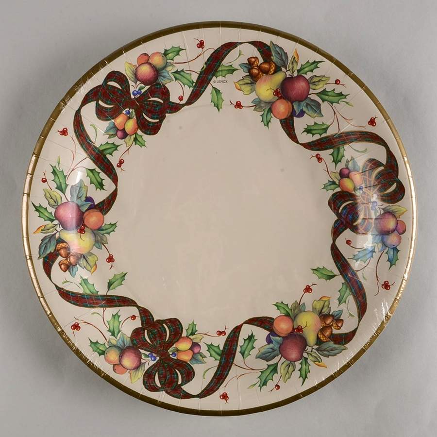 Holiday Tartan (Pack of 12) Paper Dinner Plates by Lenox-1