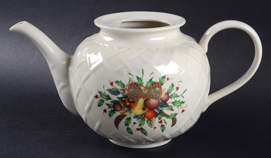 Holiday Tartan Carved Teapot No Lid by Lenox-1