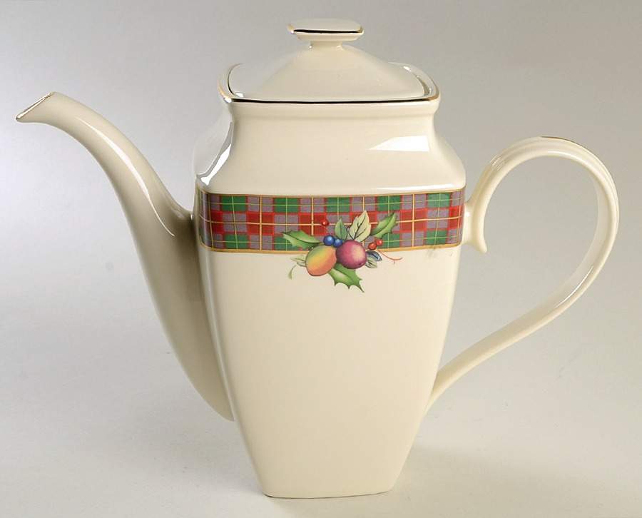 Holiday Tartan Square Coffee Pot & Lid by Lenox-1