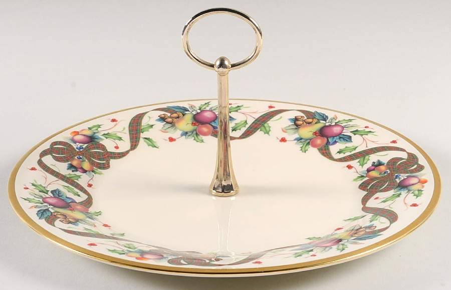 Holiday Tartan Round Serving Plate with Handle (DP) by Lenox-1