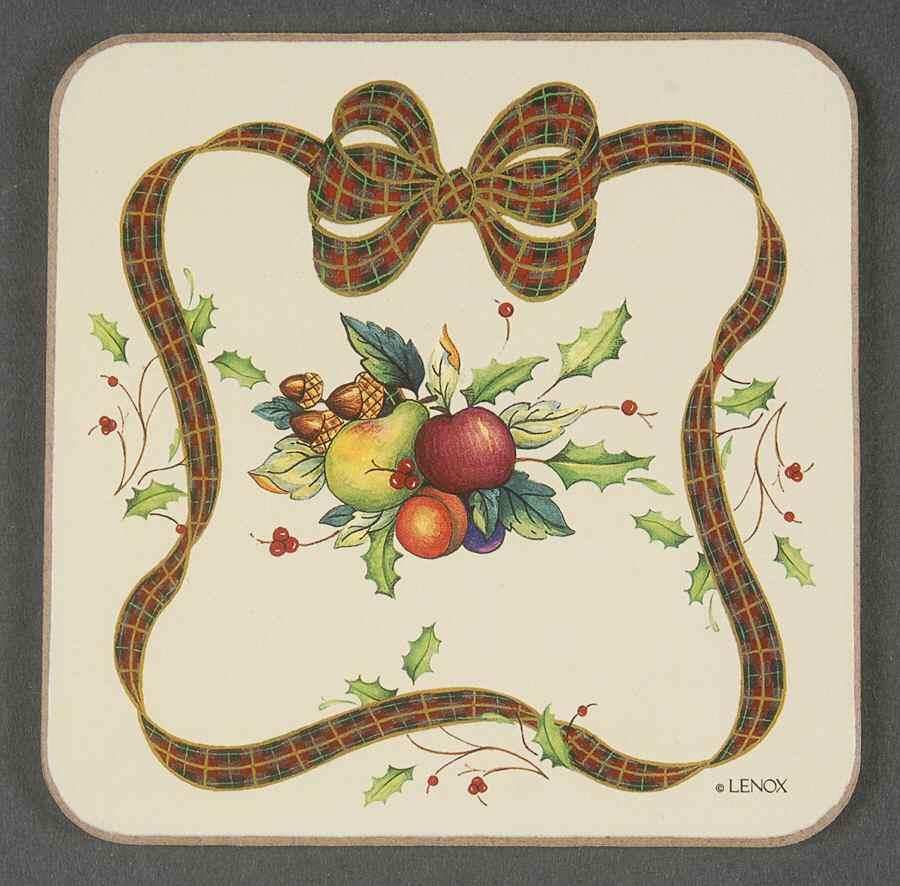Holiday Tartan Cork Back Square Coaster by Lenox-1