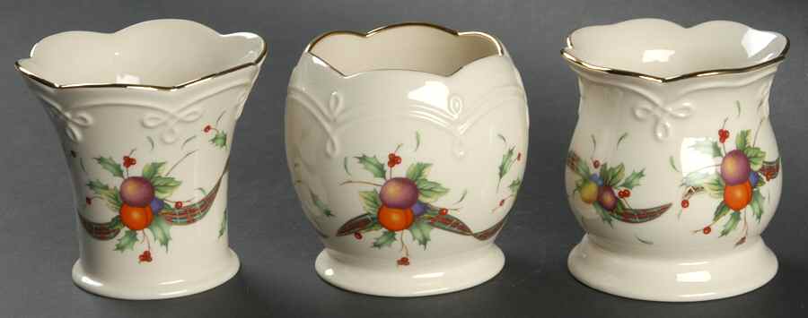 Holiday Tartan Votive Candleholder - Set of 3 Motifs by Lenox-1