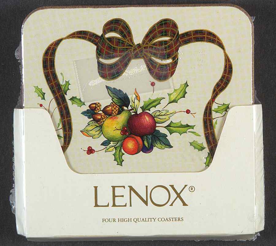 Holiday Tartan (4 Pc) Cork Back Square Coaster Set by Lenox-1