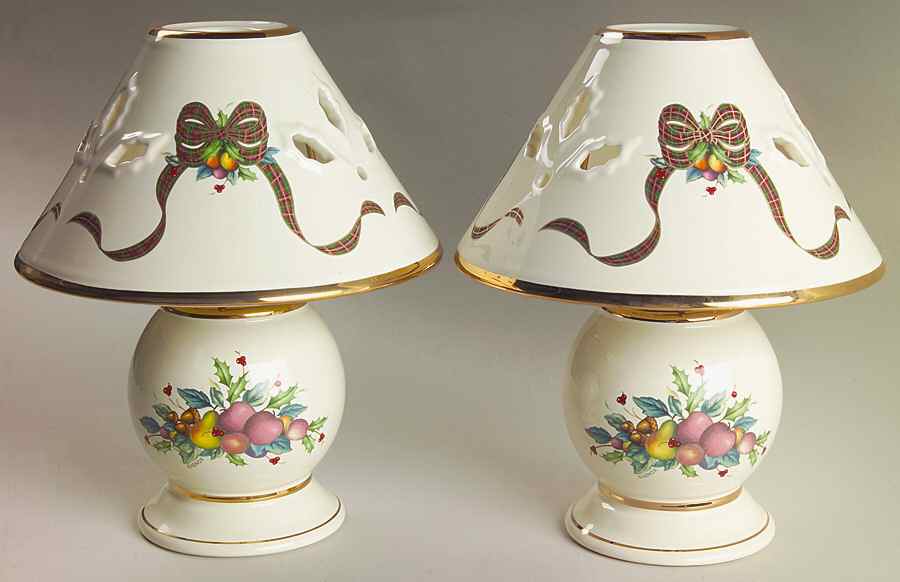 Holiday Tartan Tea Light Lamps & Shade - Set of 2 by Lenox-1