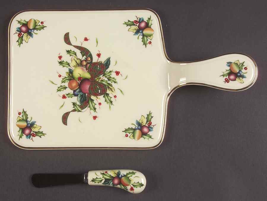 Holiday Tartan Handled Cheese Boeard with Spreader (CHESPI) by Lenox-1