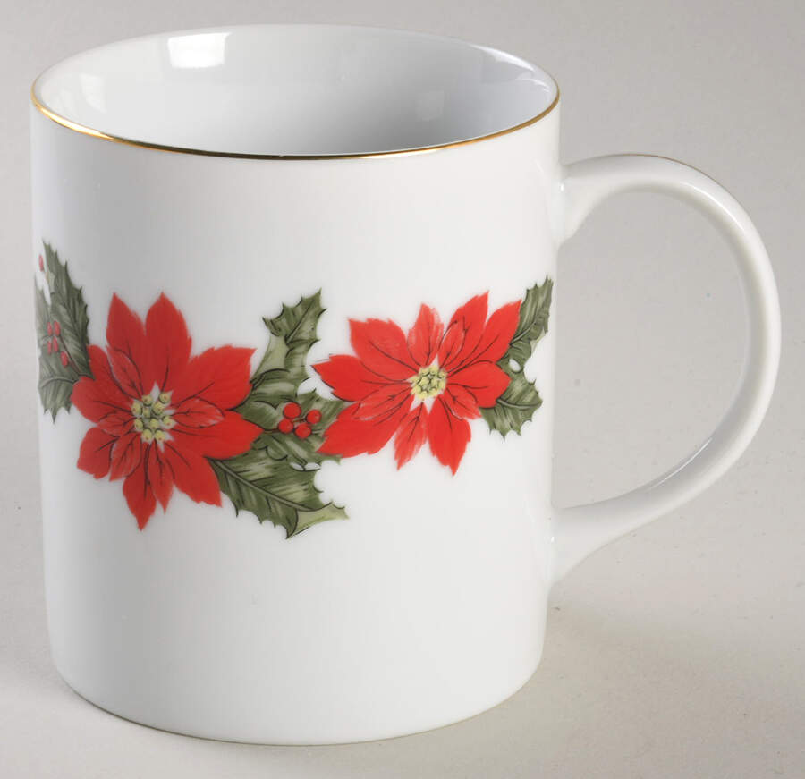 Poinsettia (White Background) Mug by Lefton-1