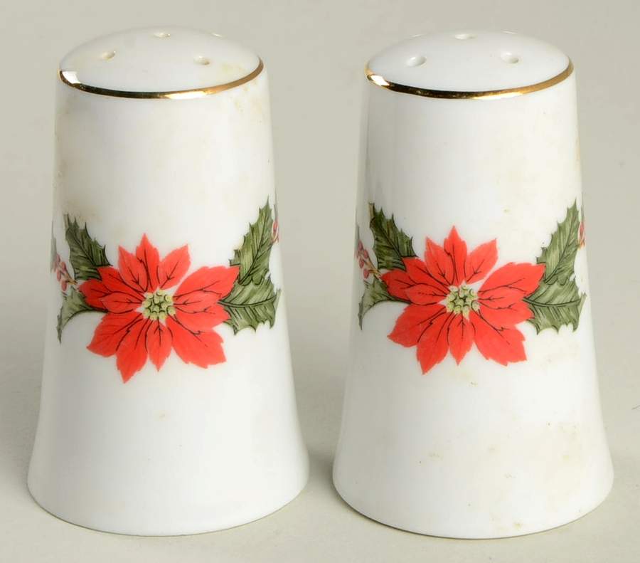Poinsettia (White Background) Salt & Pepper Set by Lefton-1