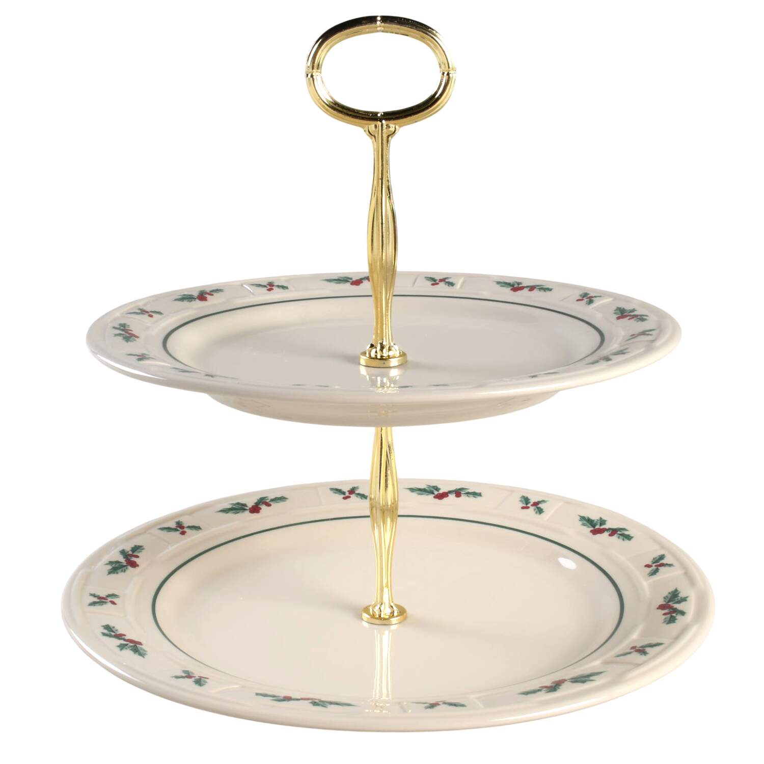 Holly 6 5/8"-10"  2 Tiered Serving Tray (Dp, Sp) HC by Longaberger-1