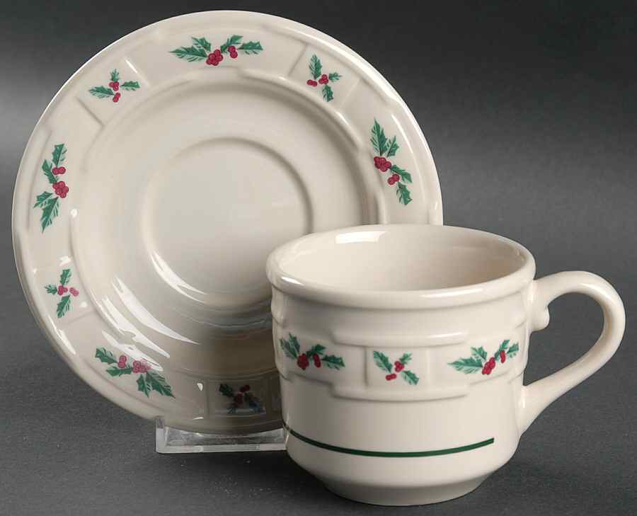 Holly Flat Cup & Saucer Set by Longaberger-1