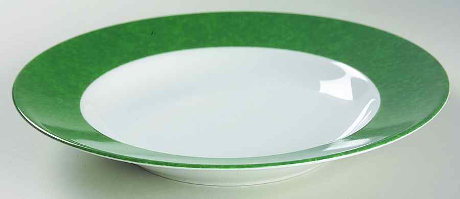 Mouchete Emerald Green Rim Soup Bowl by Laure Japy-1