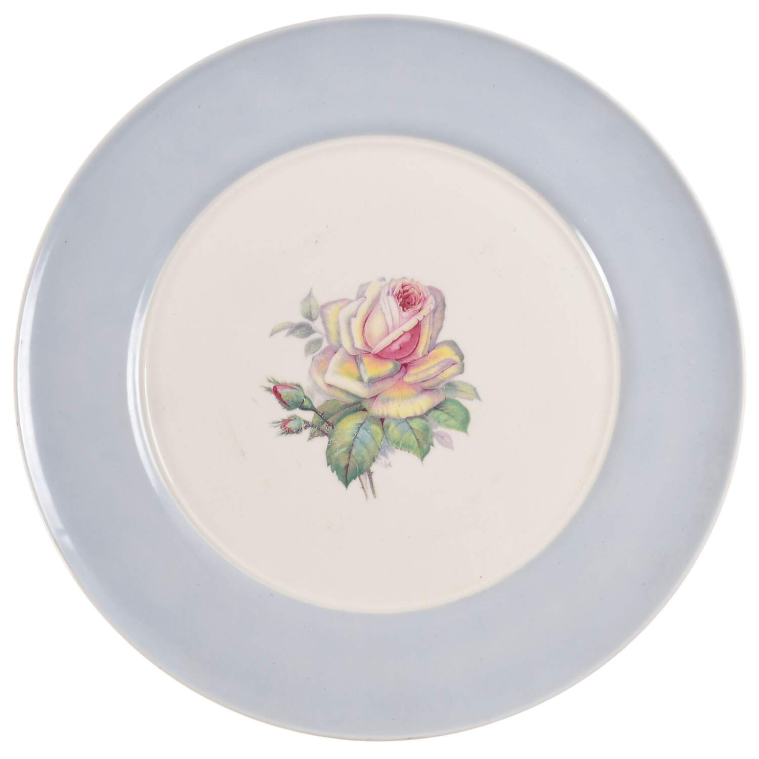 Tea Rose Dustitone Blue 12" Chop Plate (Round Platter) by Limoges-American-1