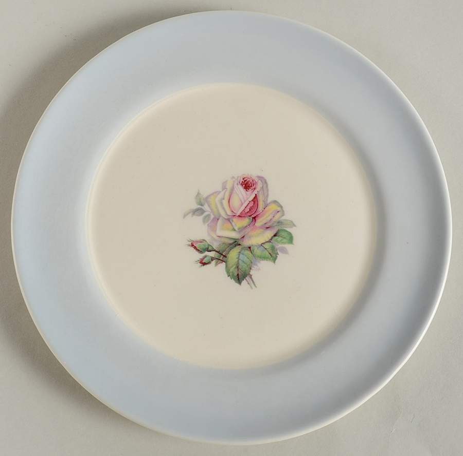 Tea Rose Dustitone Blue Salad Plate by Limoges-American-1