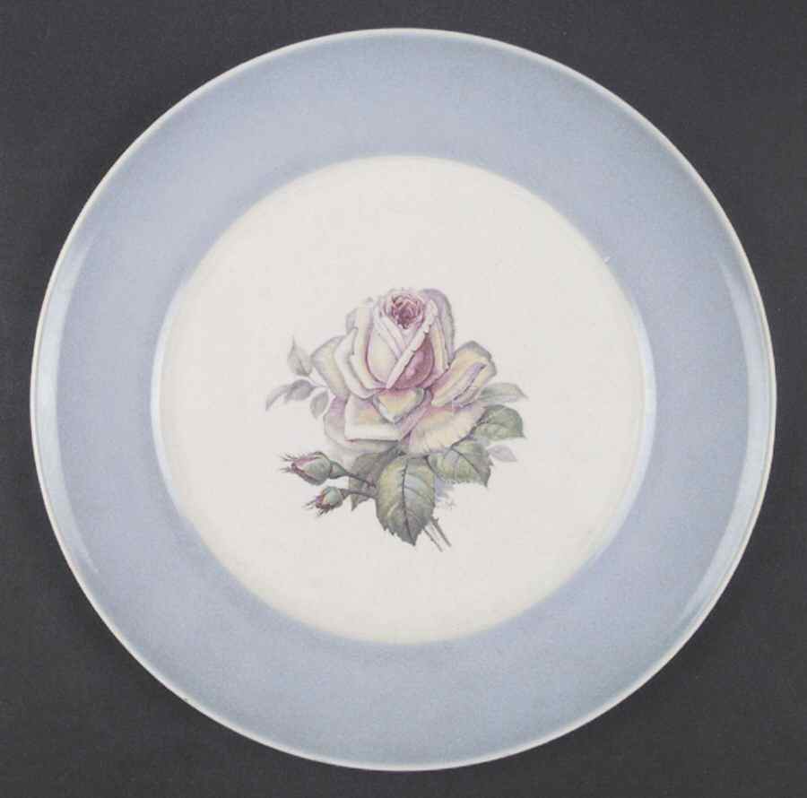 Tea Rose Dustitone Blue Luncheon Plate by Limoges-American-1