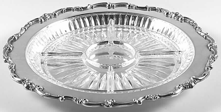 Modern Victorian (Silverplate, Hollowware) 5 Part Relish with Glass Liner(S) by Lunt Silver-1