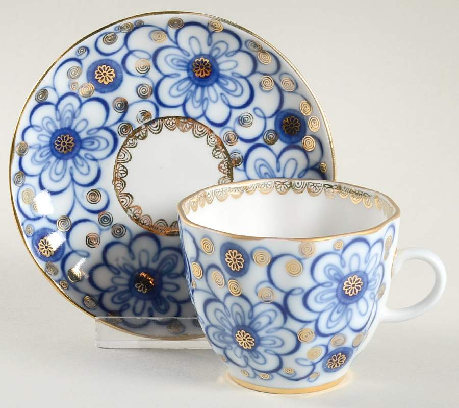 Winding Twig Flat Demitasse Cup & Saucer Set by Lomonosov-1