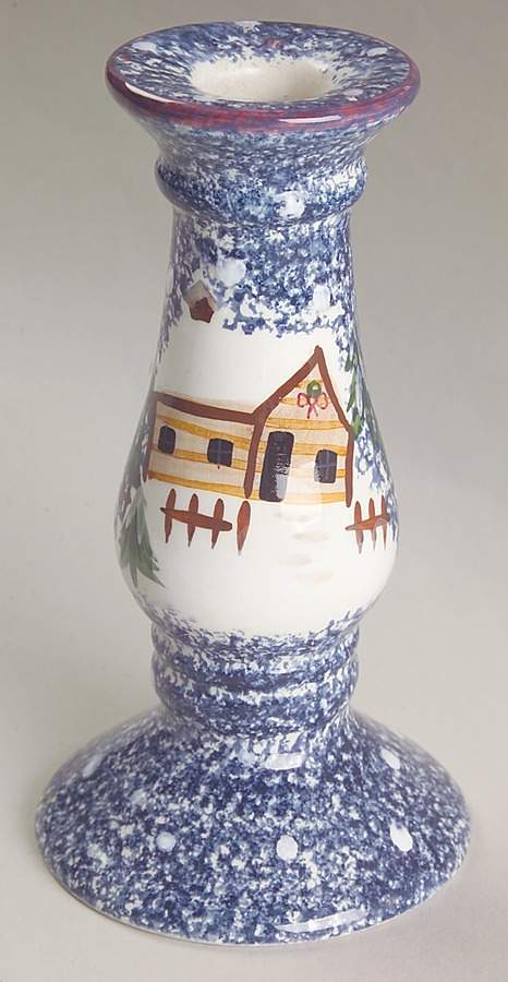 Holiday Mountain Lodge 6" Candlestick by Livingquarters-1