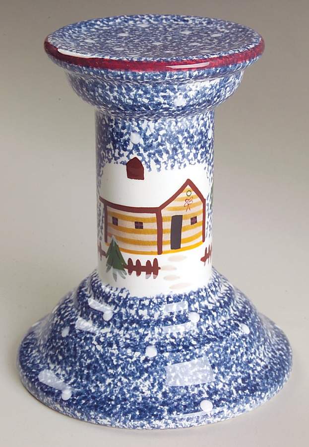 Holiday Mountain Lodge 6" Pillar Candleholder by Livingquarters-1