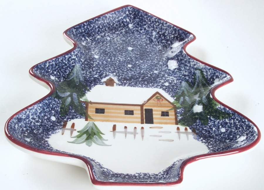 Holiday Mountain Lodge Large Tree Shaped Dish by Livingquarters-1
