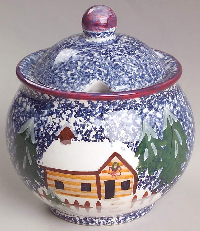 Holiday Mountain Lodge Sugar Bowl & Lid by Livingquarters-1