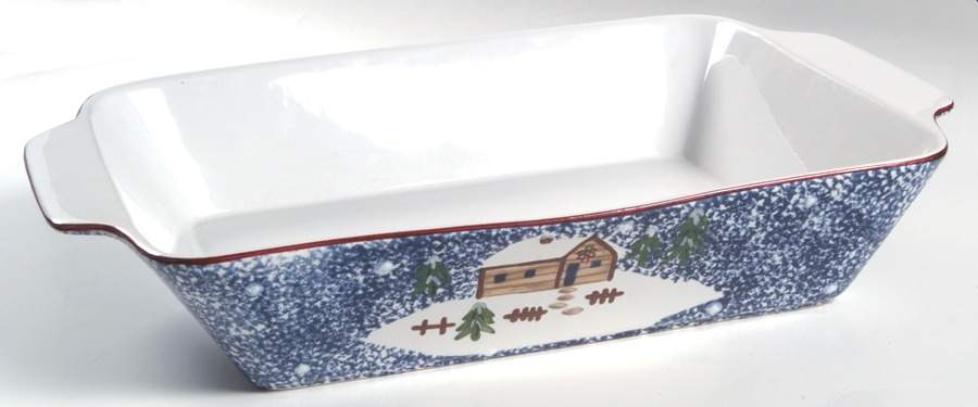 Holiday Mountain Lodge 16" Rectangular Baker by Livingquarters-1