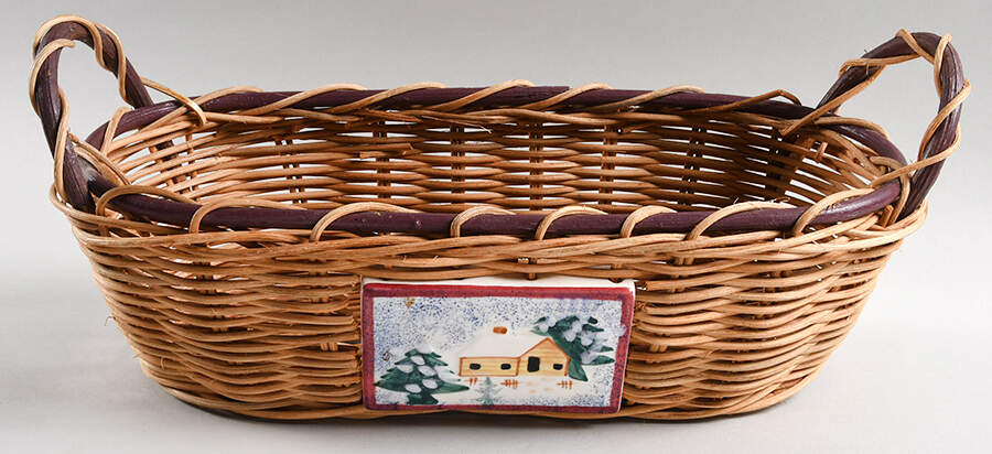 Holiday Mountain Lodge 15" Wicker Basket by Livingquarters-1