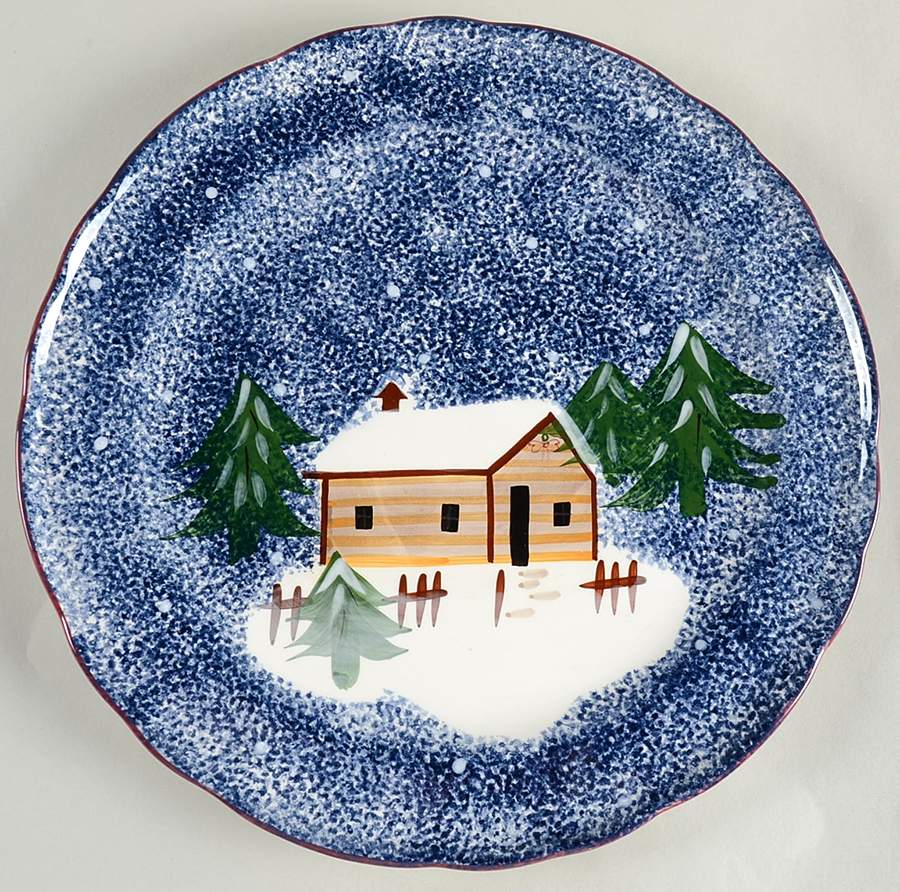 Holiday Mountain Lodge 12" Chop Plate (Round Platter) by Livingquarters-1