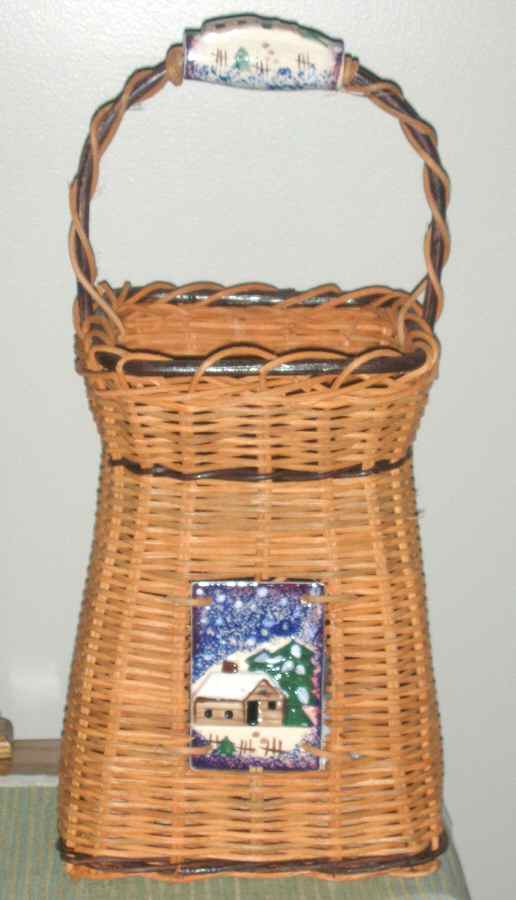 Holiday Mountain Lodge 11" Tall Handled Basket by Livingquarters-1