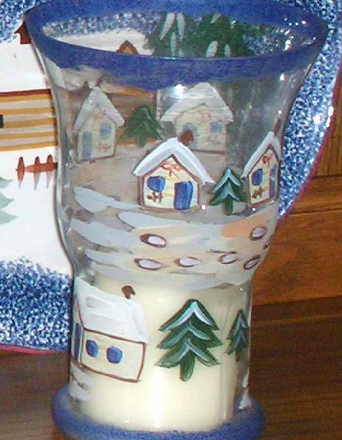 Holiday Mountain Lodge 1 Piece Glassware Hurricane Lamp by Livingquarters-1
