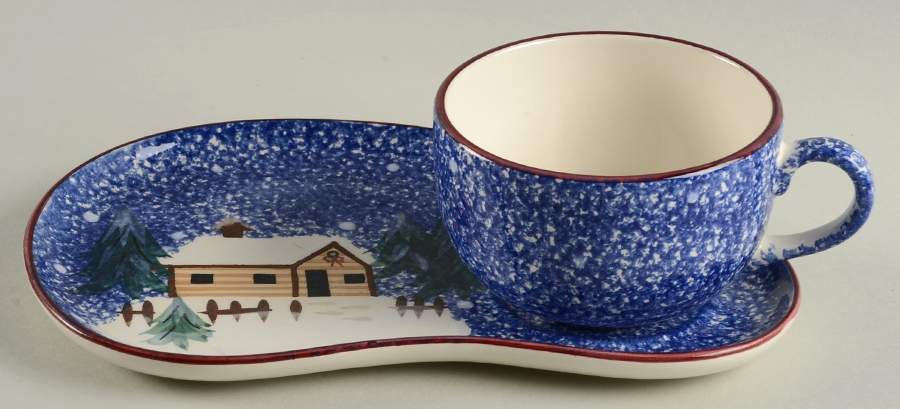 Holiday Mountain Lodge Snack Plate & Cup Set by Livingquarters-1