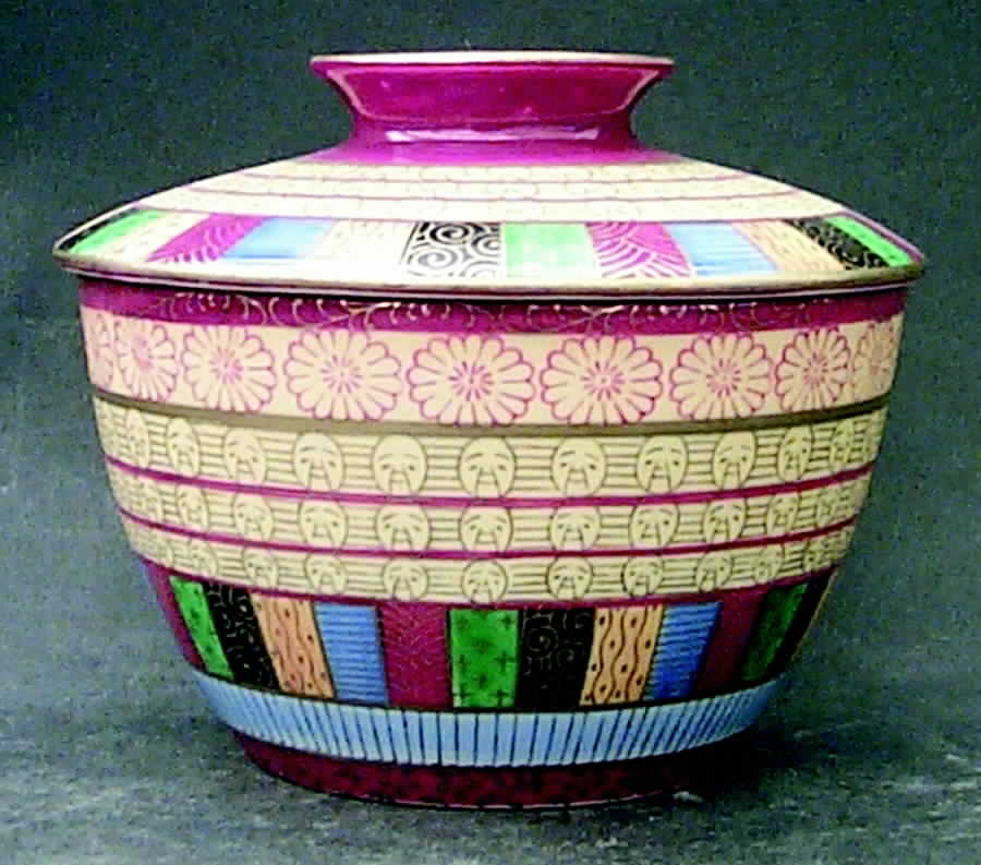 Thousand Faces Sugar Bowl & Lid by Laurel (Japan)-1
