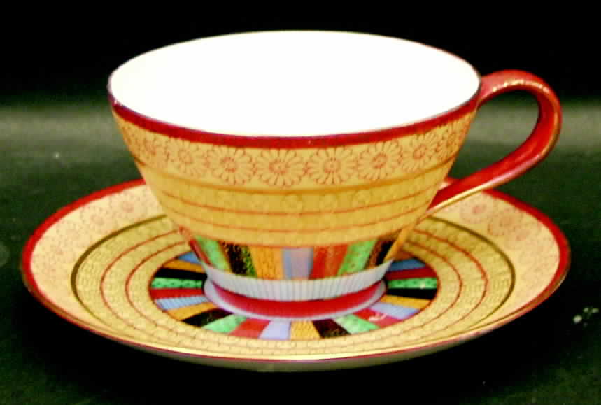 Thousand Faces Flat Cup & Saucer Set by Laurel (Japan)-1
