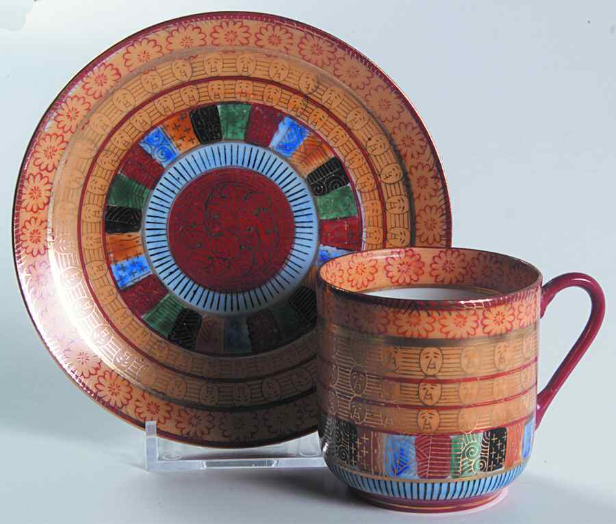 Thousand Faces Flat Demitasse Cup & Saucer Set by Laurel (Japan)-1