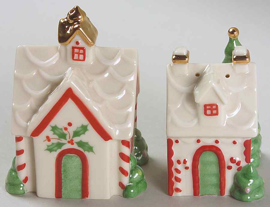 Holiday (Dimension) House Figural Salt & Pepper Set by Lenox-1