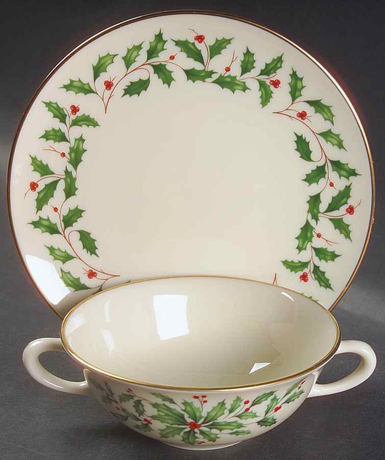 Holiday (Presidential)  Flat Cream Soup Bowl & Saucer Set by Lenox-1